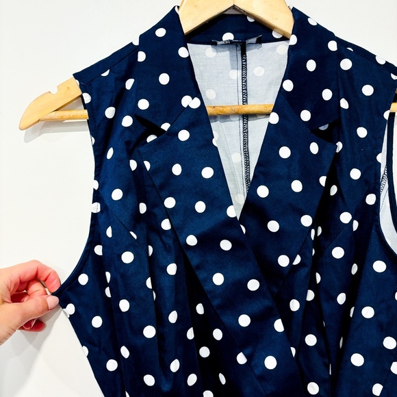 CHAPS Navy polka-dot dress - Picture 2 of 9